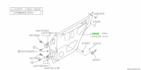 61400FA001 Subaru GC8 Rear Door R/H 4 Door 1993-2001