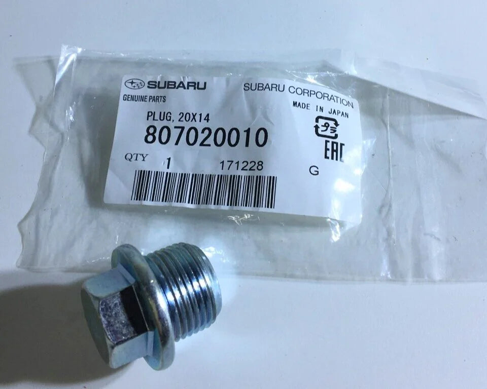 807020010 Subaru Oil Drain Sump Plug 20x14 1993-2014