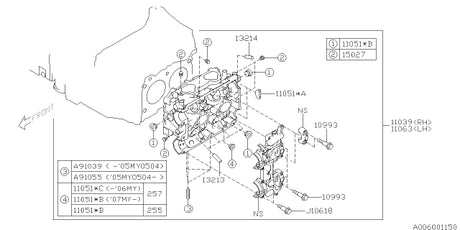 11063AA841 Subaru Cylinder Head WRX L/H 2ltr 2002-2005