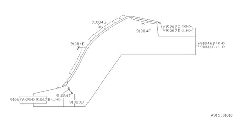 91012FA010 Subaru GC8 Roof Moulding L/H 1993-2001