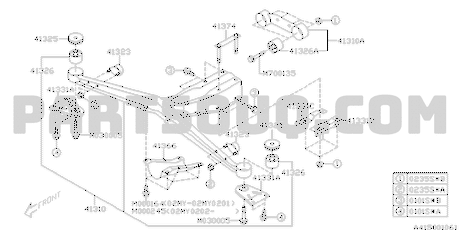 41322FE020 Subaru Bush Rear Diff T Bar Mount R/H 01-07