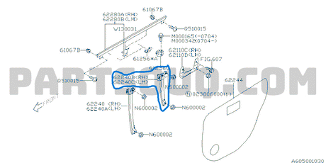 62240FE070 Subaru Rear Door Window Sash Assembly L/H Rear