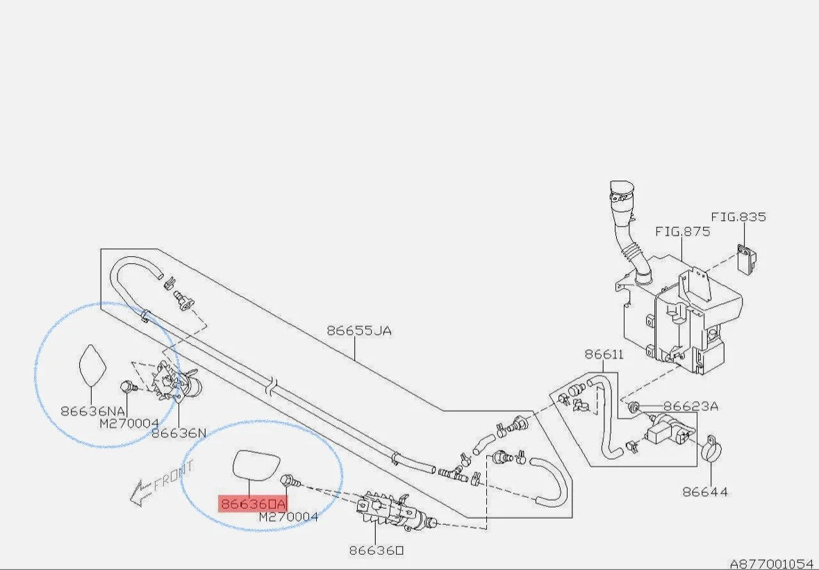 86636FE240WG Subaru Washer Jet Cover White R/H 2005-2007