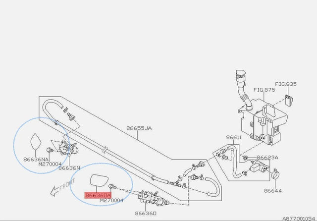 86636FE240WG Subaru Washer Jet Cover White R/H 2005-2007